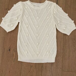 Blu Pepper Cream Crew Neck Sweater with Chevron Pattern